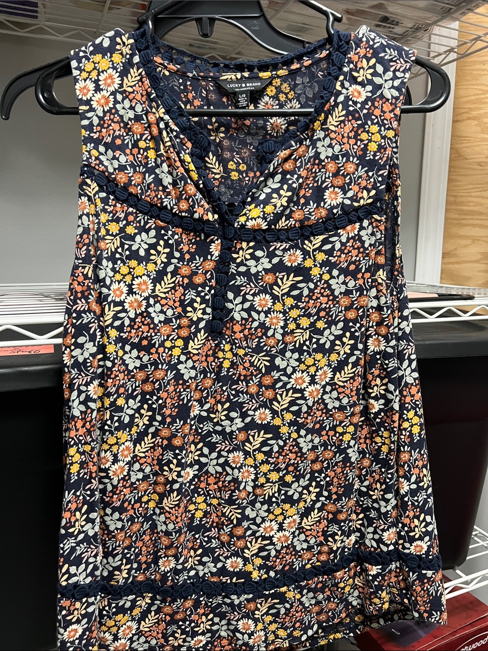 Lucky tank. Navy floral